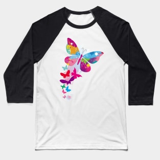 Colorful Butterflies Baseball T-Shirt